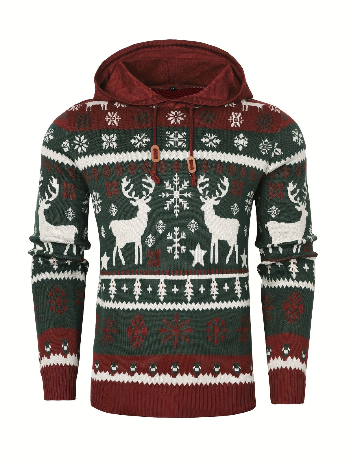 Men's Reindeer Hooded Christmas Jumper-Hoodie-Azzella London