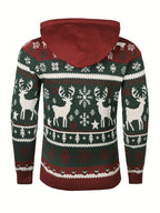 Men's Reindeer Hooded Christmas Jumper-Hoodie-Azzella London