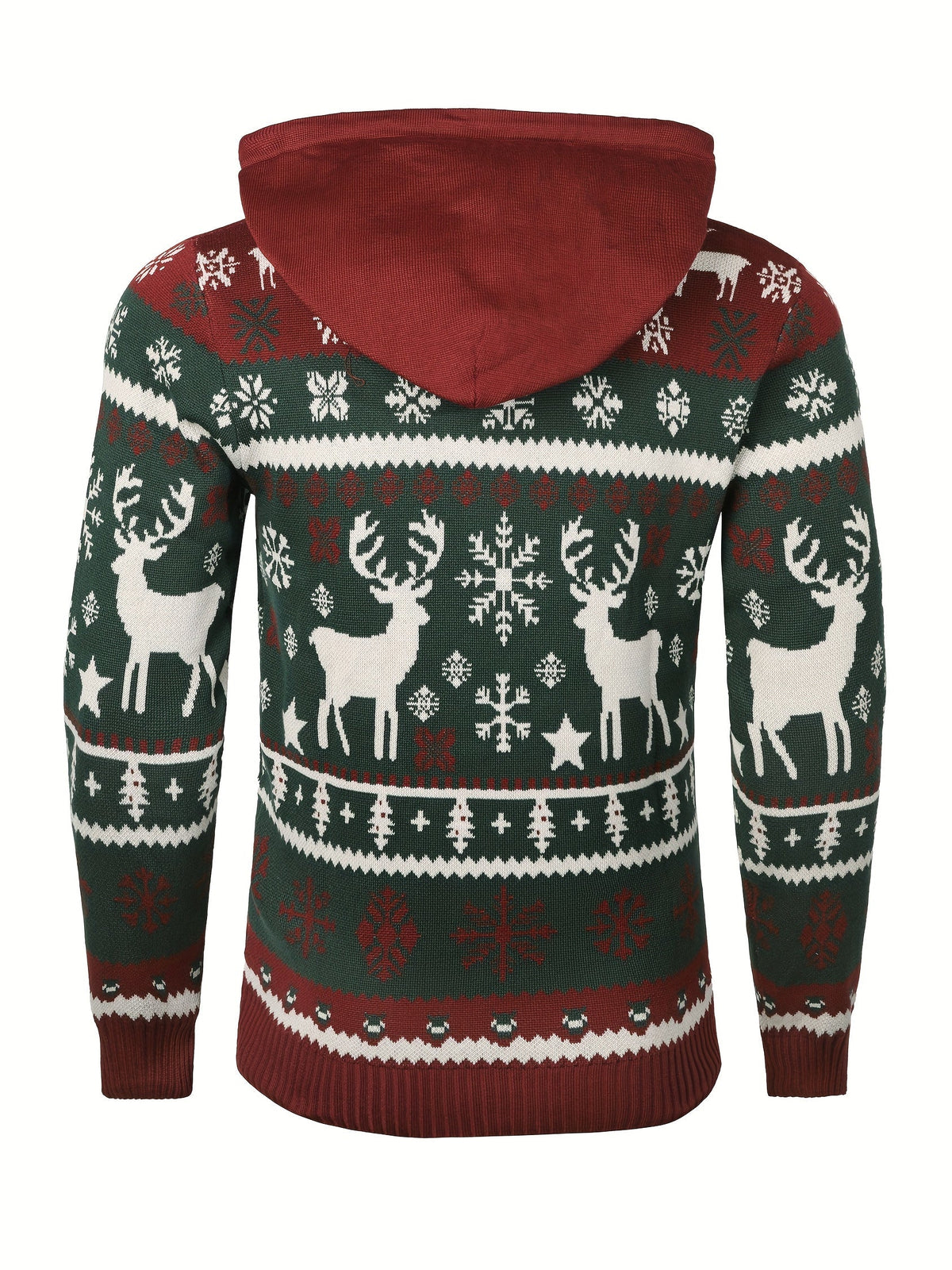 Men's Reindeer Hooded Christmas Jumper-Hoodie-Azzella London