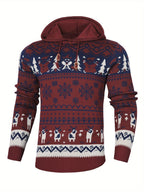 Men's Reindeer Hooded Christmas Jumper-Hoodie-Azzella London