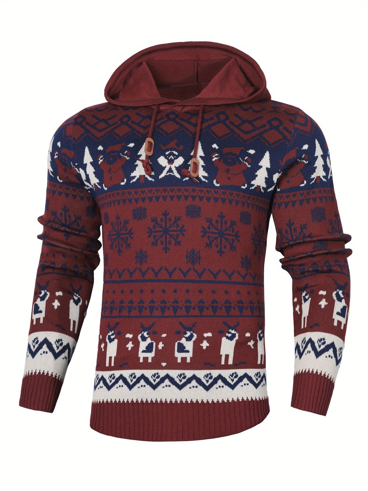 Men's Reindeer Hooded Christmas Jumper-Hoodie-Azzella London