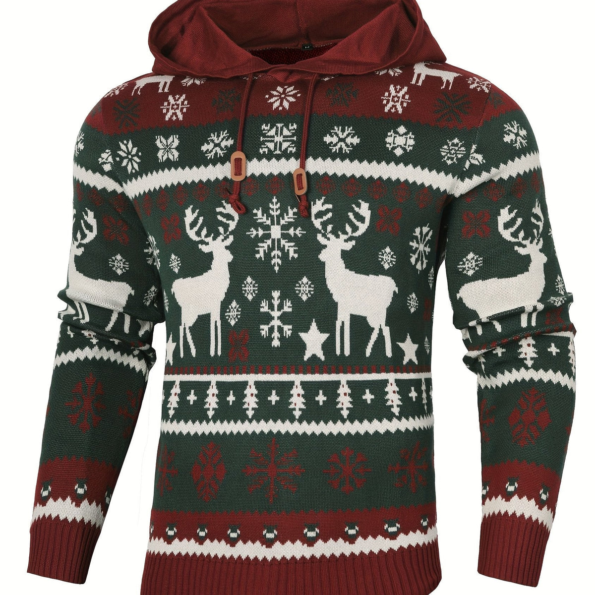 Men's Reindeer Hooded Christmas Jumper-Hoodie-Azzella London