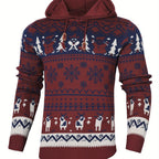 Men's Reindeer Hooded Christmas Jumper-Hoodie-Azzella London