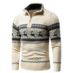 Men's Reindeer Quarter Zip Christmas Jumper-Sweater-Azzella London