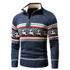 Men's Reindeer Quarter Zip Christmas Jumper-Sweater-Azzella London