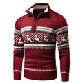 Men's Reindeer Quarter Zip Christmas Jumper-Sweater-Azzella London