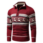 Men's Reindeer Quarter Zip Christmas Jumper-Sweater-Azzella London
