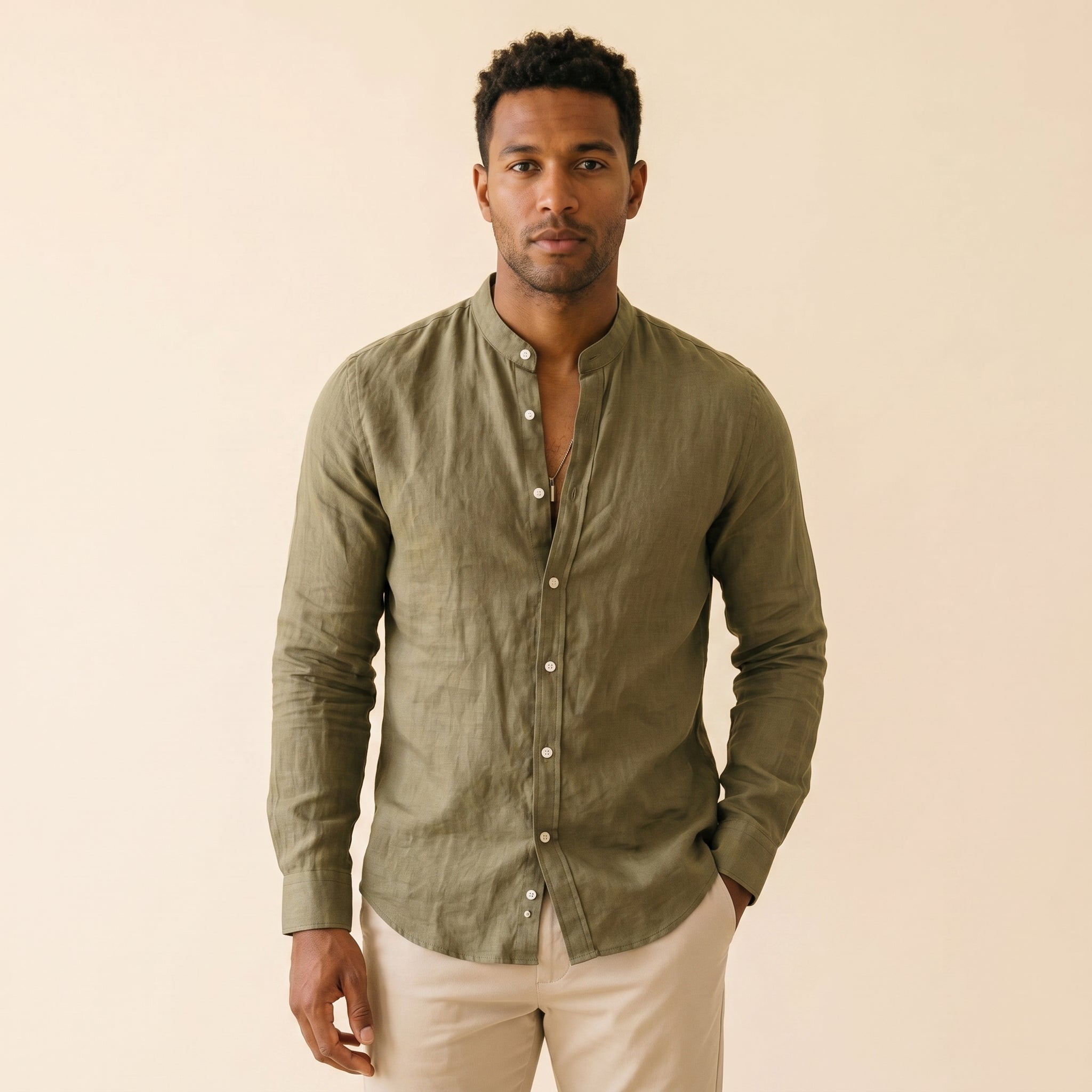 Men's Relaxed Fit 3/4 Sleeve Shirt-Azzella London