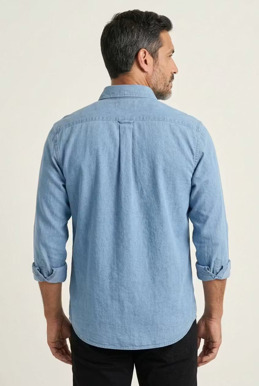 Men's Relaxed-Fit Chambray Shirt-Shirt-Azzella London