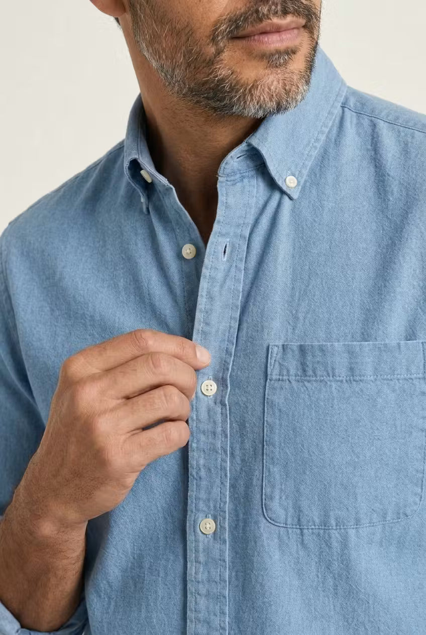 Men's Relaxed-Fit Chambray Shirt-Shirt-Azzella London