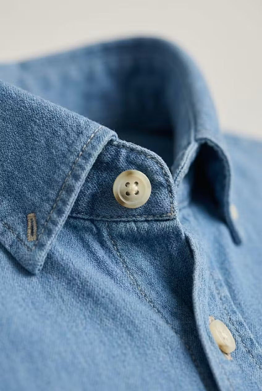 Men's Relaxed-Fit Chambray Shirt-Shirt-Azzella London