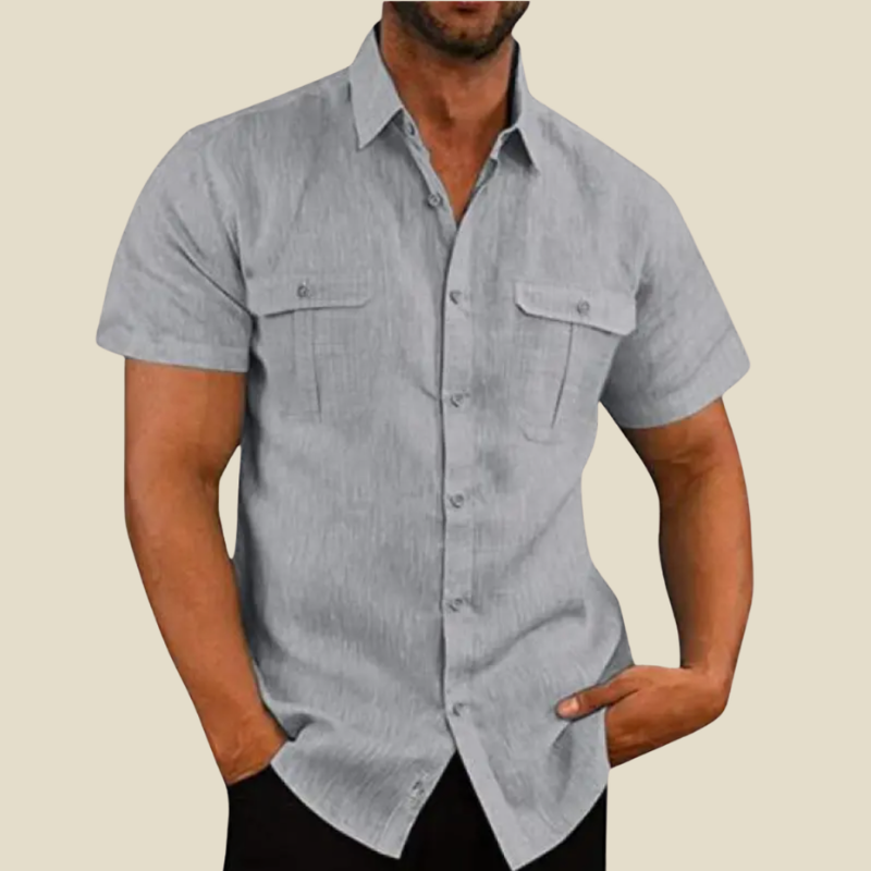Men's Relaxed-Fit Shirt with Dual Chest Pockets-Shirt-Azzella London