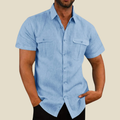 Men's Relaxed-Fit Shirt with Dual Chest Pockets-Shirt-Azzella London