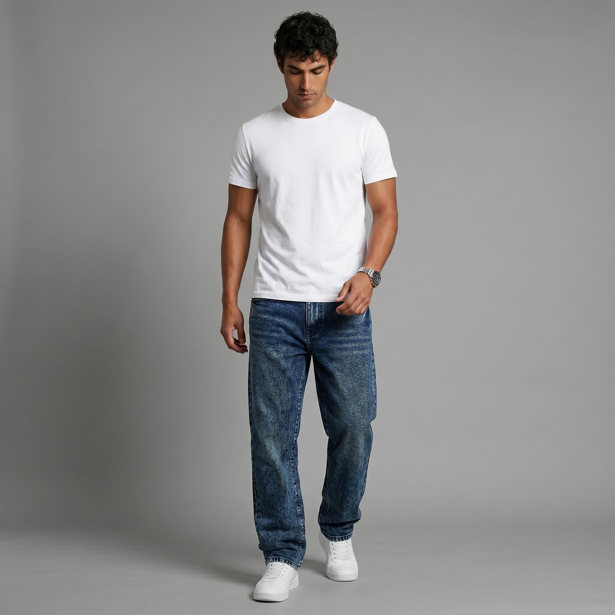 Men's Relaxed Straight-Leg Jeans-Azzella London