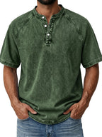 Men's Retro Cotton Henley Tee-T-Shirt-Azzella London
