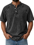 Men's Retro Cotton Henley Tee-T-Shirt-Azzella London