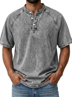 Men's Retro Cotton Henley Tee-T-Shirt-Azzella London