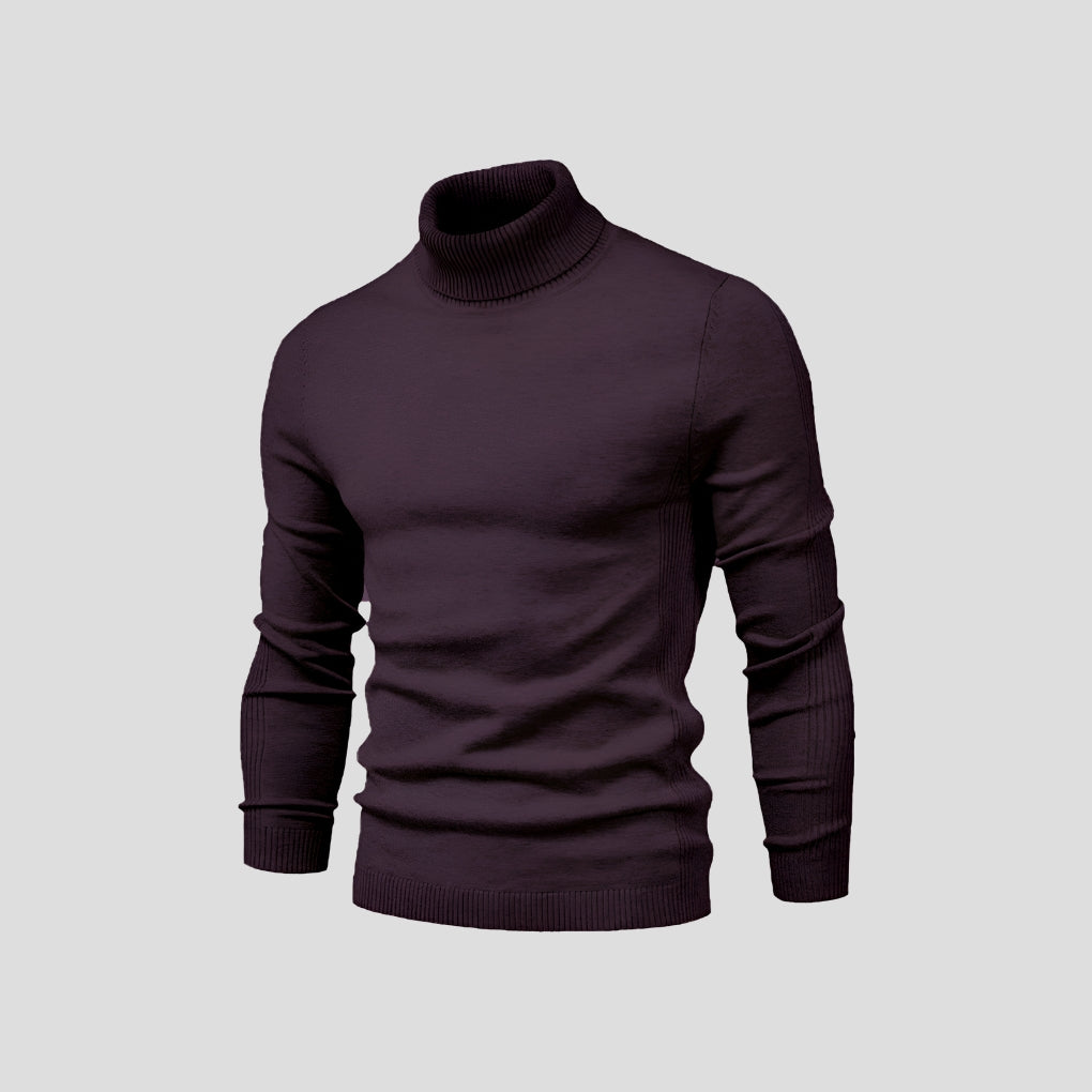 Men's Ribbed Cuff Turtleneck Sweater-Azzella London