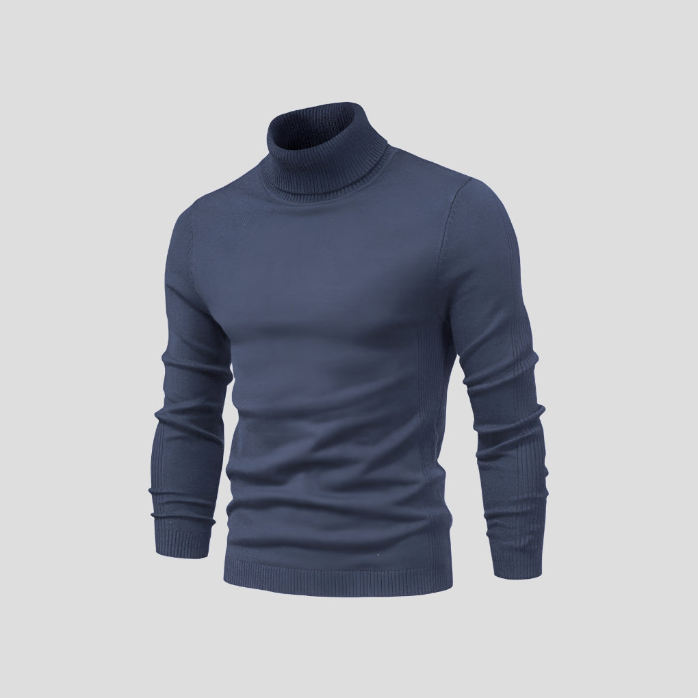 Men's Ribbed Cuff Turtleneck Sweater-Azzella London