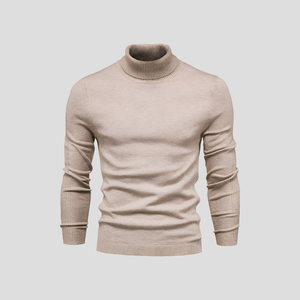 Men's Ribbed Cuff Turtleneck Sweater-Azzella London