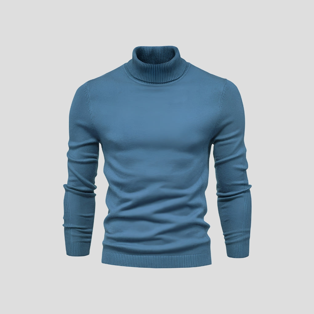 Men's Ribbed Cuff Turtleneck Sweater-Azzella London