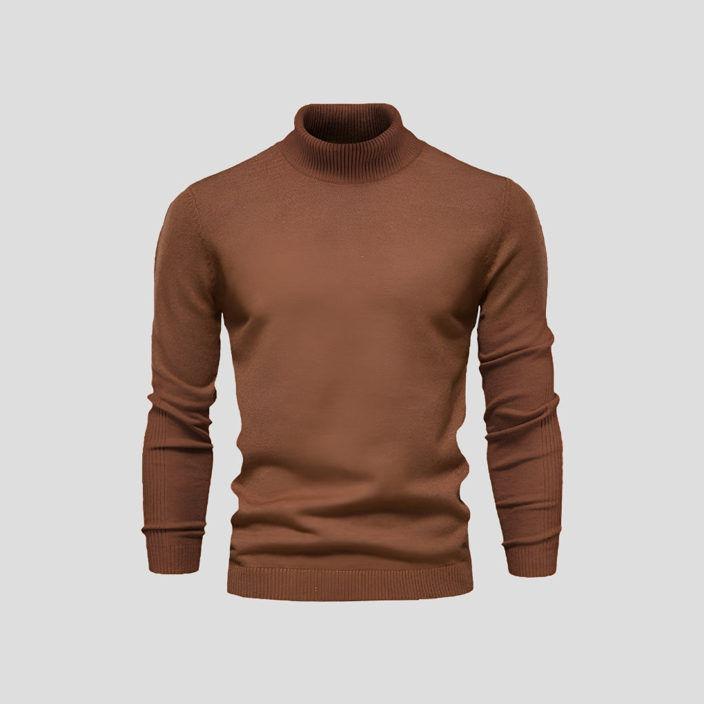 Men's Ribbed Cuff Turtleneck Sweater-Azzella London