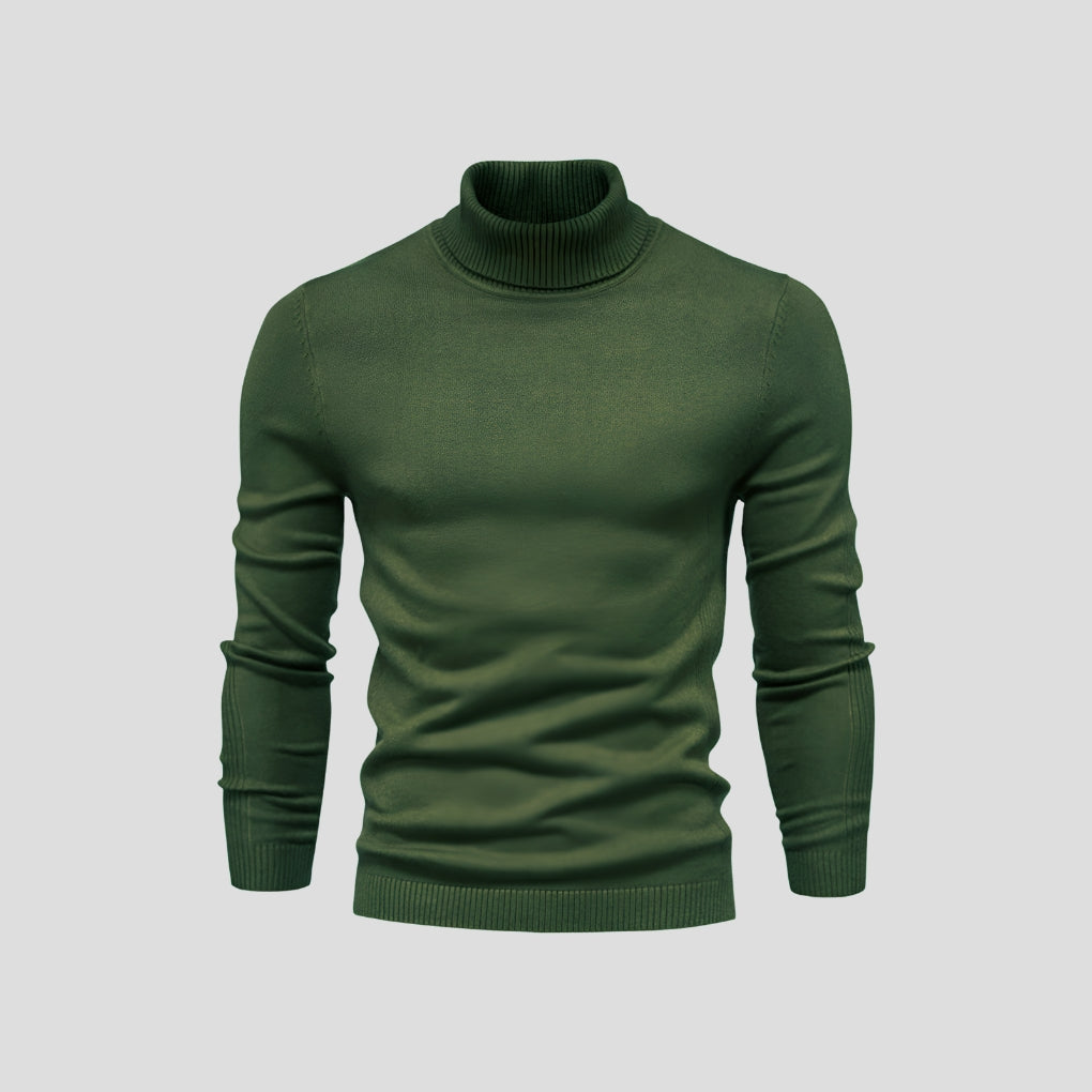 Men's Ribbed Cuff Turtleneck Sweater-Azzella London