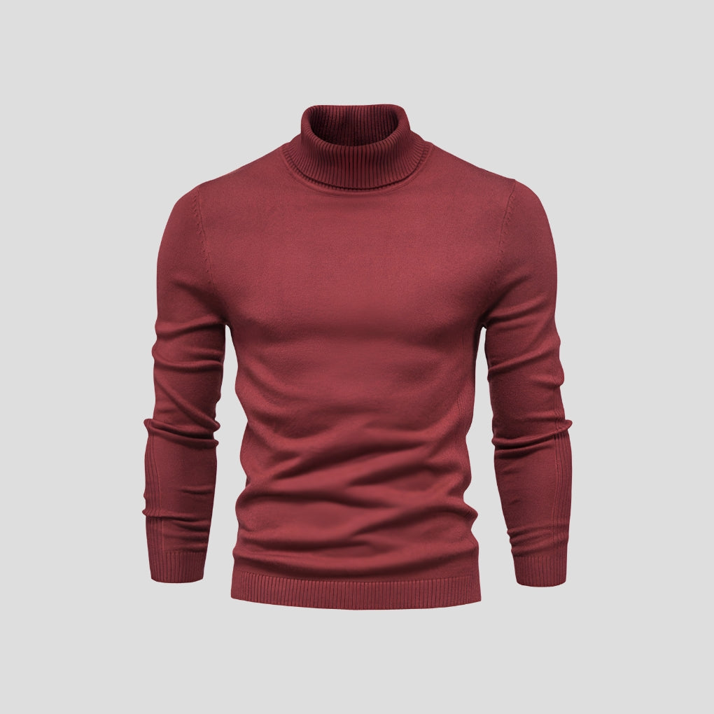 Men's Ribbed Cuff Turtleneck Sweater-Azzella London