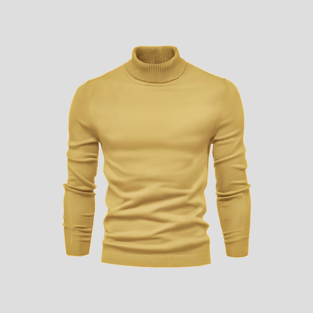 Men's Ribbed Cuff Turtleneck Sweater-Azzella London