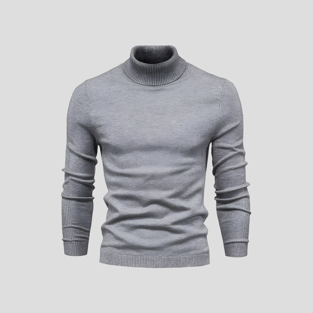 Men's Ribbed Cuff Turtleneck Sweater-Azzella London