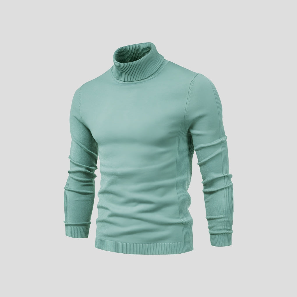 Men's Ribbed Cuff Turtleneck Sweater-Azzella London