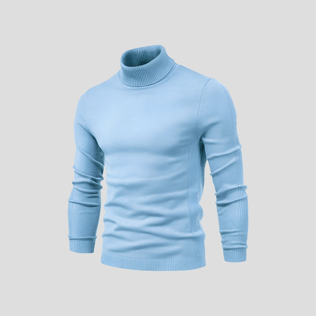 Men's Ribbed Cuff Turtleneck Sweater-Azzella London