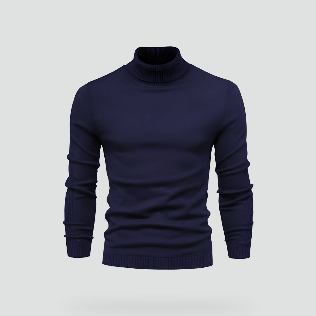 Men's Ribbed Cuff Turtleneck Sweater-Azzella London