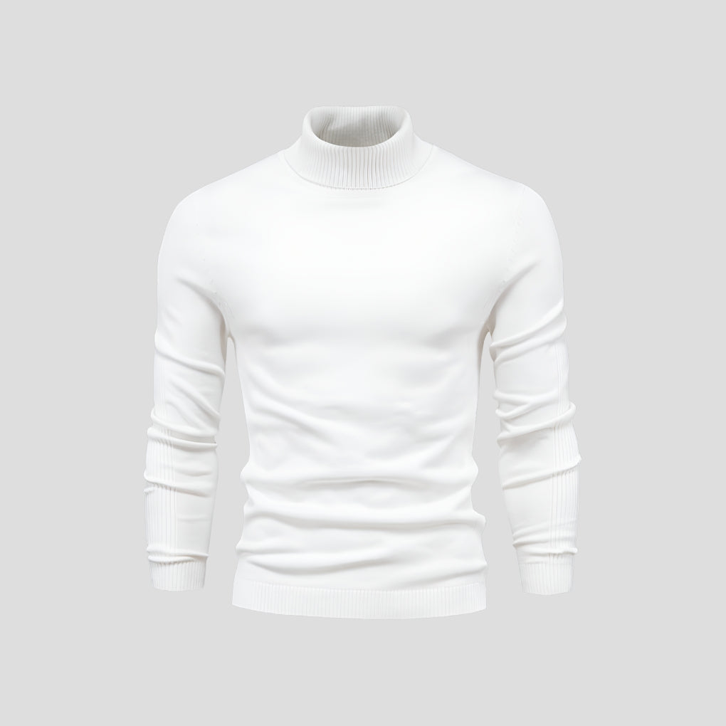 Men's Ribbed Cuff Turtleneck Sweater-Azzella London