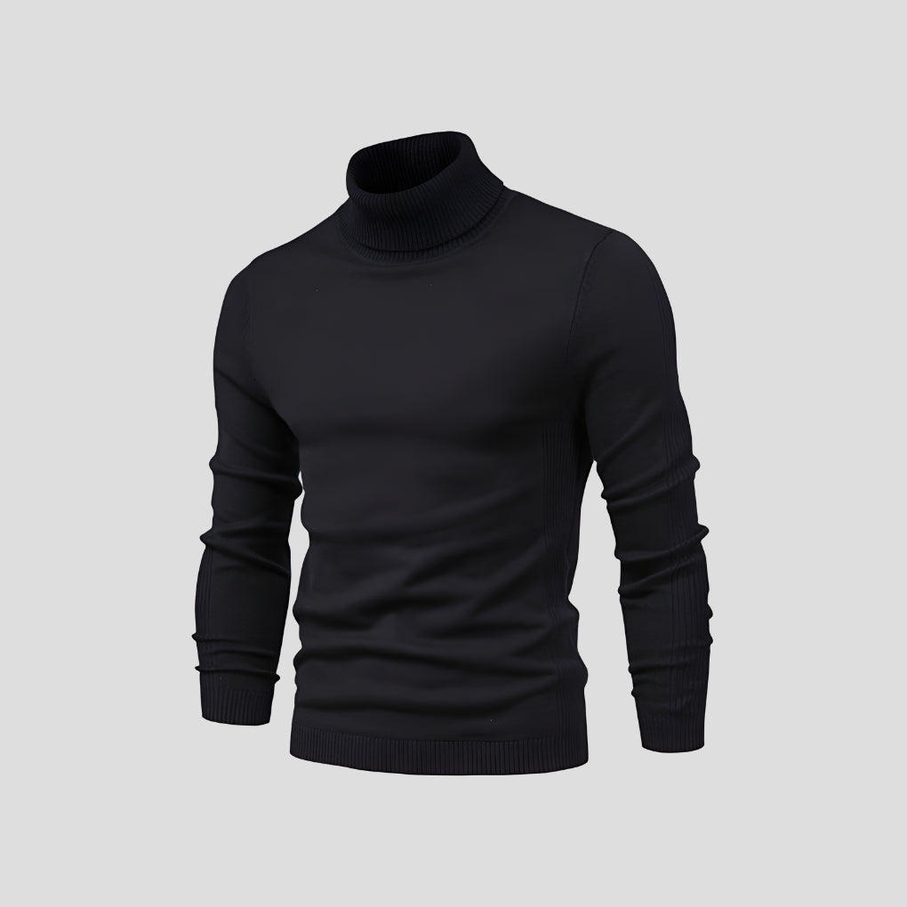 Men's Ribbed Cuff Turtleneck Sweater-Azzella London