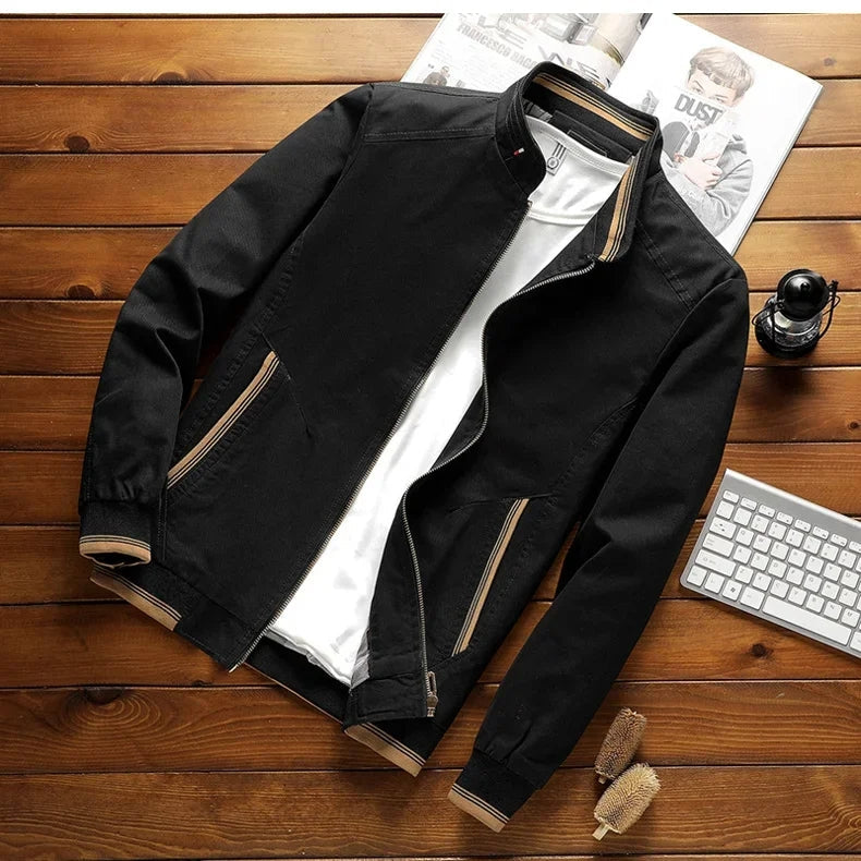 Men's Ribbed Cuffs Bomber Jacket-Azzella London