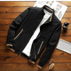 Men's Ribbed Cuffs Bomber Jacket-Azzella London