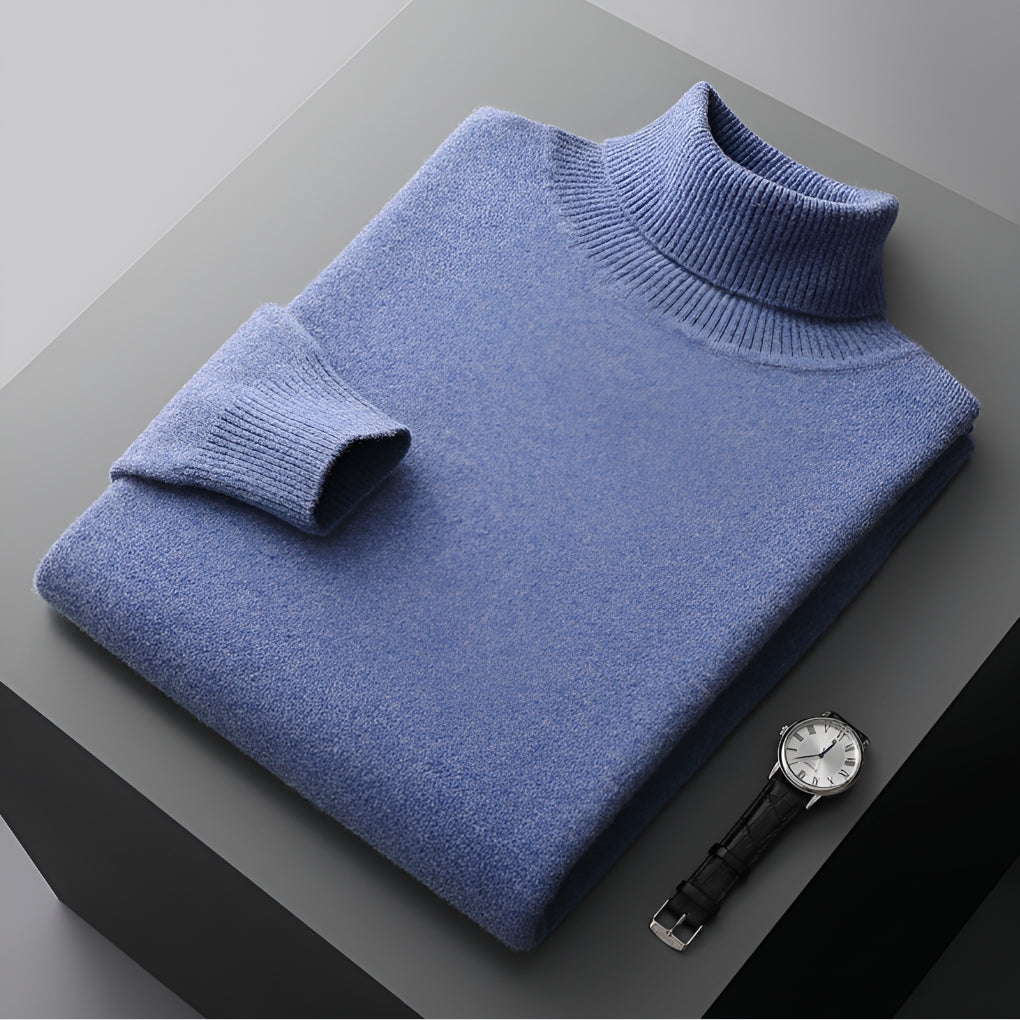 Men's Ribbed Cuffs Turtleneck Sweater-Azzella London
