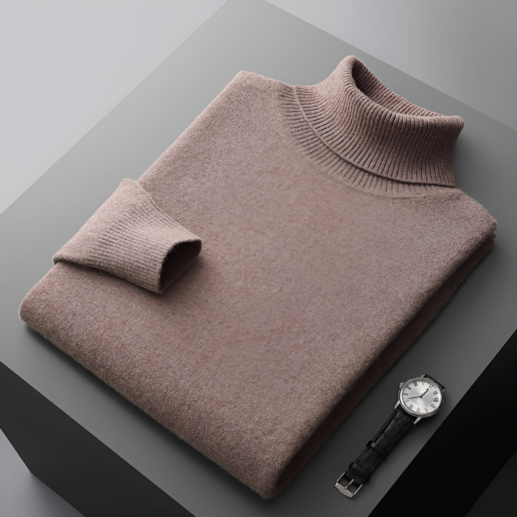 Men's Ribbed Cuffs Turtleneck Sweater-Azzella London
