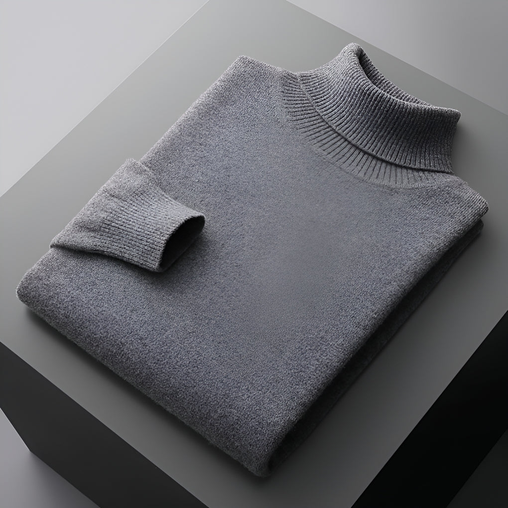Men's Ribbed Cuffs Turtleneck Sweater-Azzella London
