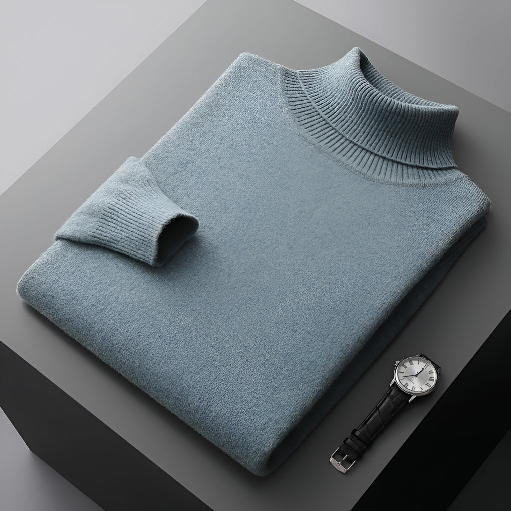Men's Ribbed Cuffs Turtleneck Sweater-Azzella London