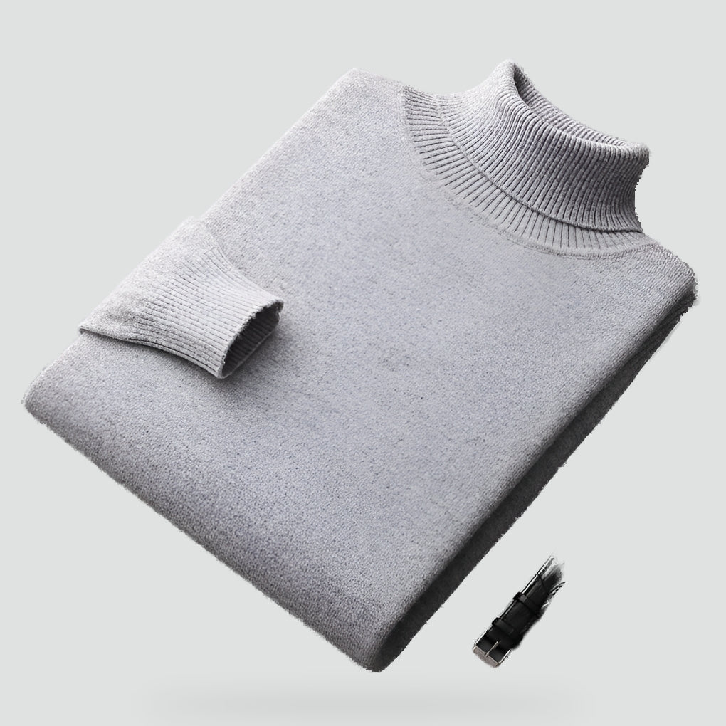 Men's Ribbed Cuffs Turtleneck Sweater-Azzella London