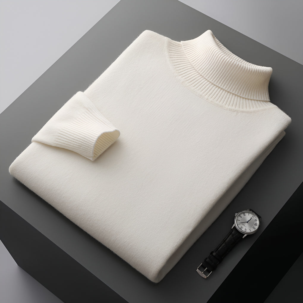 Men's Ribbed Cuffs Turtleneck Sweater-Azzella London