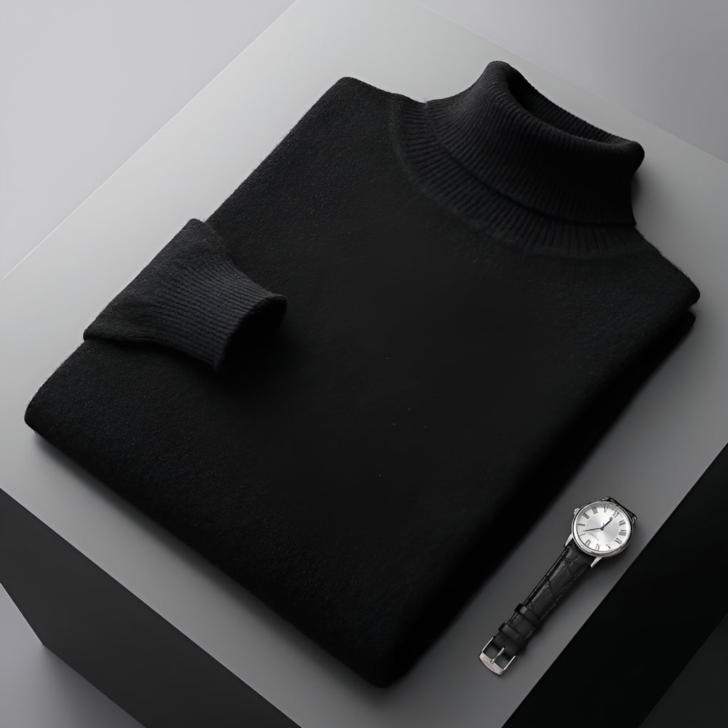 Men's Ribbed Cuffs Turtleneck Sweater-Azzella London