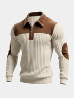 Men's Ribbed Half Zip Polo-Polo Shirt-Azzella London