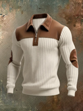 Men's Ribbed Half Zip Polo-Polo Shirt-Azzella London