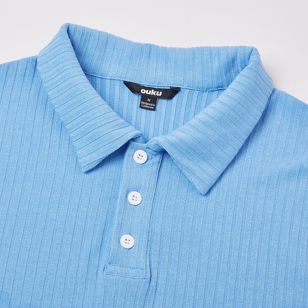 Men's Ribbed Knit Polo-Polo Shirt-Azzella London