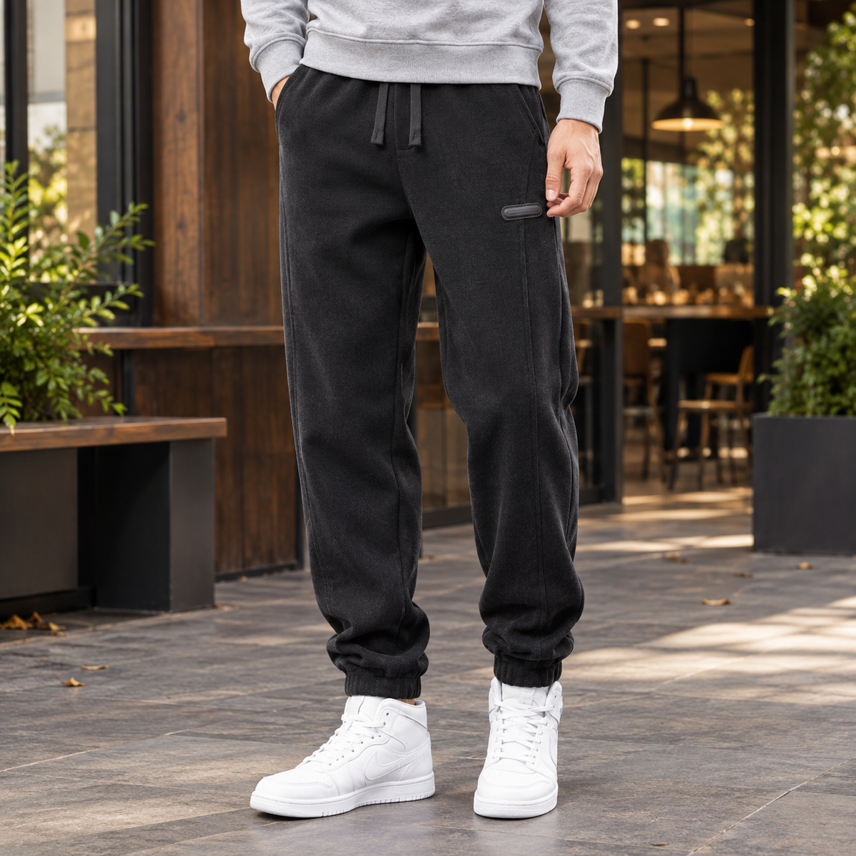Men's Ribbed Tapered Joggers-Azzella London