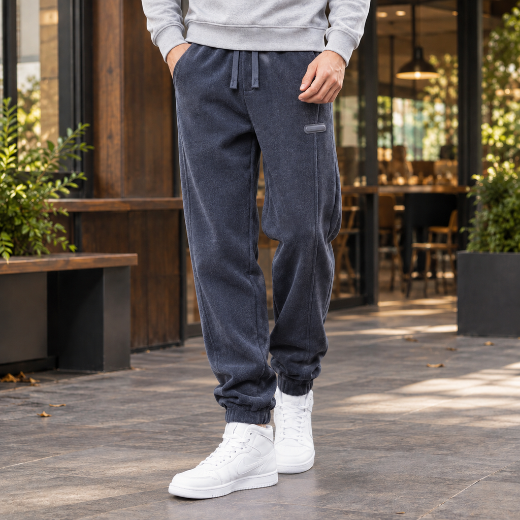 Men's Ribbed Tapered Joggers-Azzella London