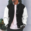 Men's Ribbed Trim Baseball Jacket-Azzella London